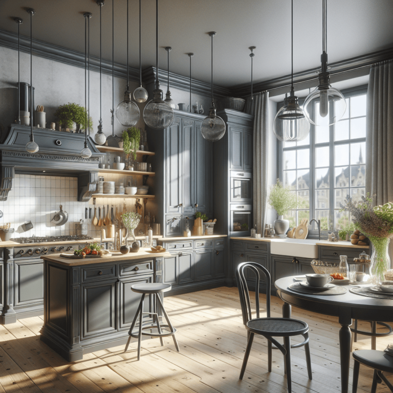 anthrazitfarbene Küche im Shabby Chic Stil-Dortmund