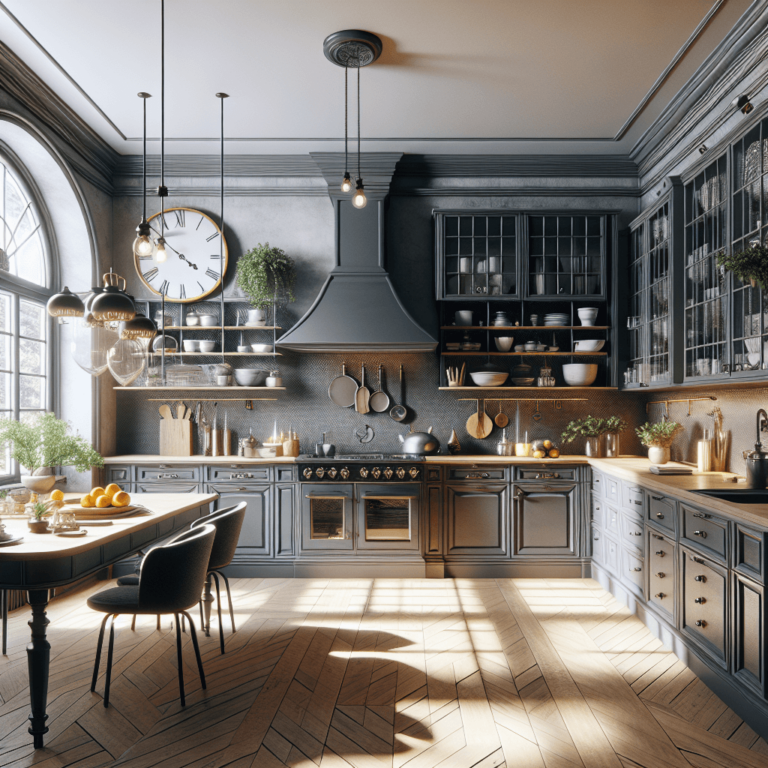 anthrazitfarbene Küche im Vintage Chic Stil-Dortmund