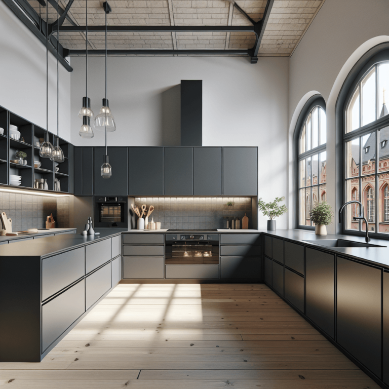 anthrazitfarbene Küche in L-Form-Dortmund