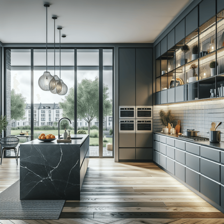 anthrazitfarbene mehrzeilige Küche-Dortmund