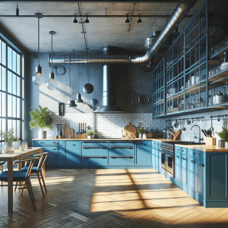 blaue Industrial Style Küche-Dortmund