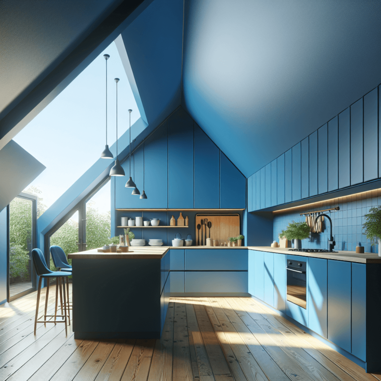 blaue Küche für Dachschräge-Dortmund