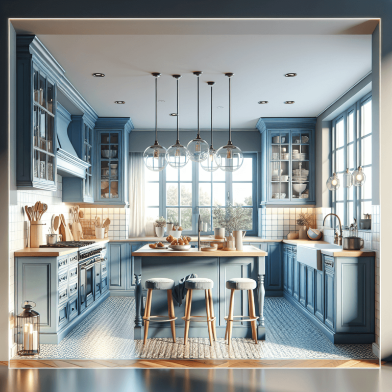 blaue Küche im Vintage Chic Stil-Dortmund