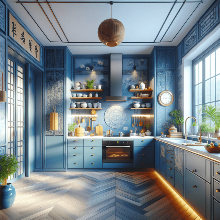 blaue Küche im asiatischen Stil-Dortmund
