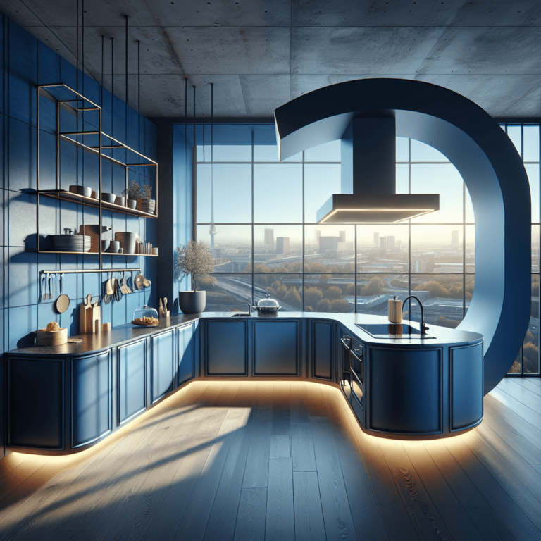 blaue Küche in G-Form-Dortmund