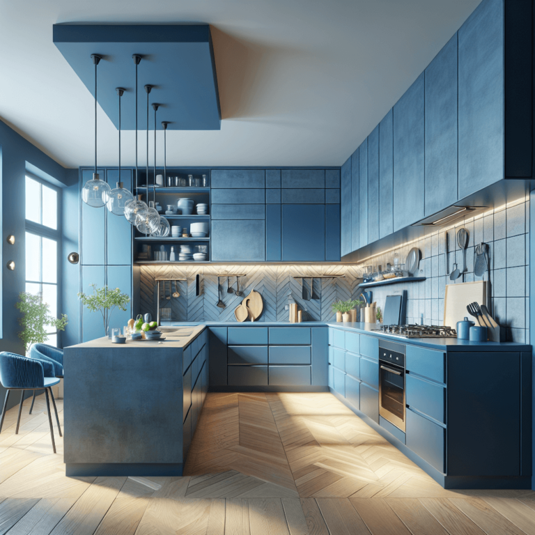 blaue Küche in L-Form-Dortmund