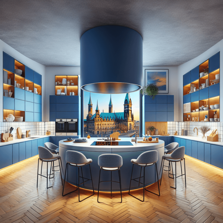 blaue Küche in U-Form-Dortmund