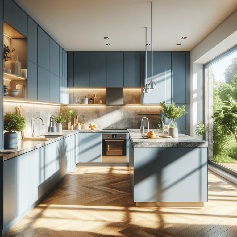 blaugraue Freistehende Küche-Dortmund