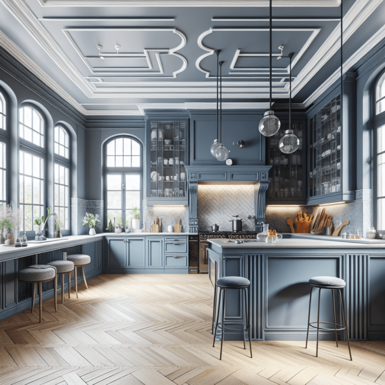 blaugraue Küche im Art-Deco-Stil-Dortmund