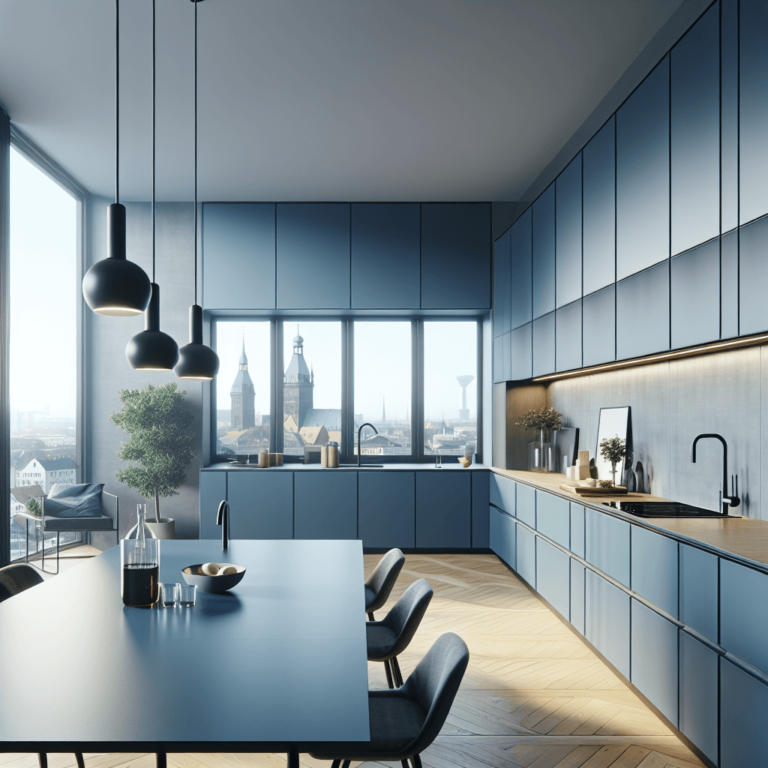blaugraue Minimalismus Küche-Dortmund
