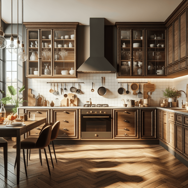 braune Küche im Vintage Chic Stil-Dortmund