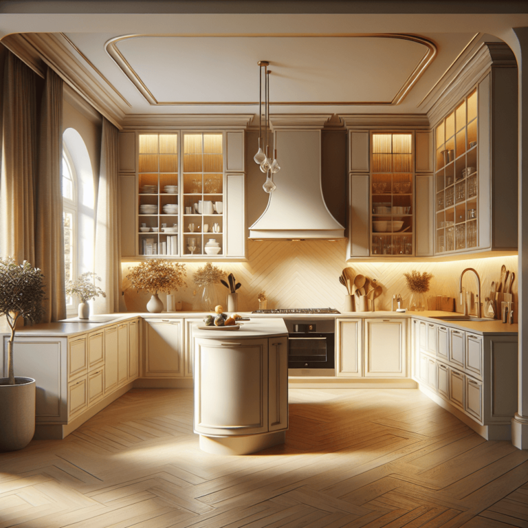 cremefarbene Küche in G-Form-Dortmund