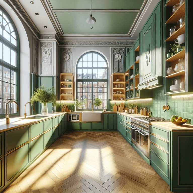 grüne Küche im Art-Deco-Stil-Dortmund