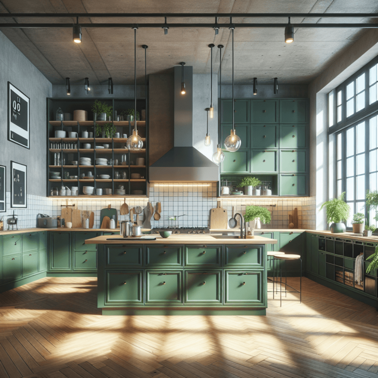 grüne Küche im Loftstil-Dortmund