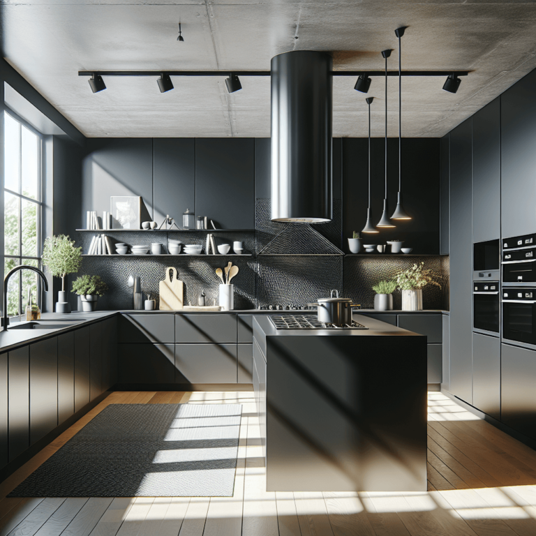 schwarze Küche mit Stahlakzenten-Dortmund